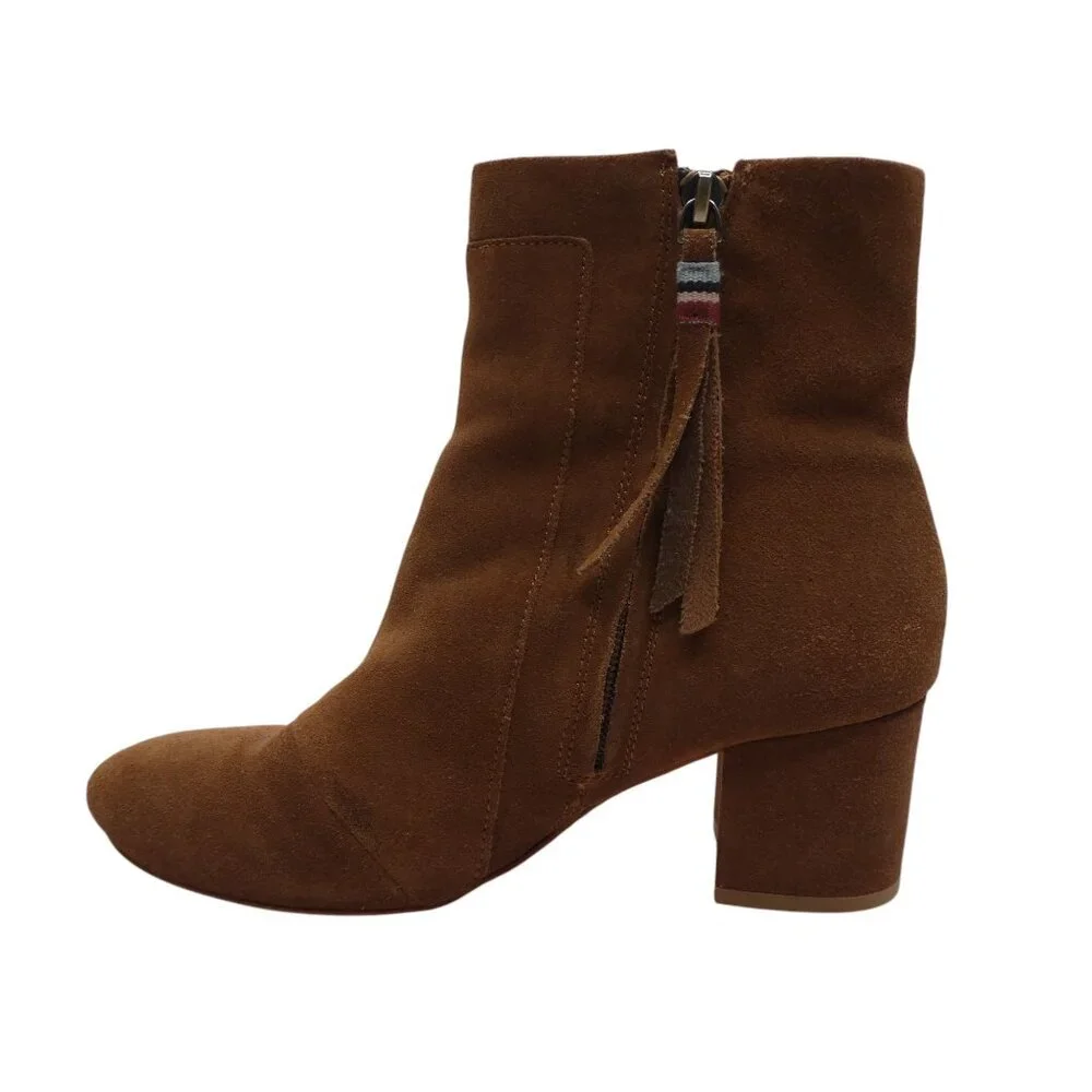 Toms Evie Brown Suede Heeled Ankle Boots Womens 7.5‎